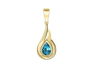 4006046413893 - Ketten-Anhänger VIVANCE 375 - Gelbgold glanz Blautopas Schmuckanhänger Gr ONE-SIZE Gold 18 g gelb (gelb blau) Damen Anhänger