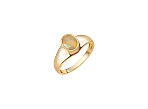 4006046414784 - Fingerring VIVANCE 585 - Gelbgold glanz oval Opal Fingerringe Gr 017 (535) Gold gelb (gelb weiß) Damen Fingerringe