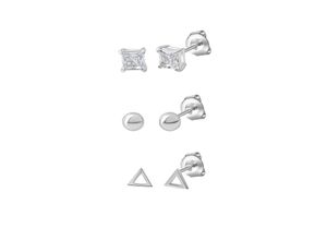 4006046416146 - Paar Ohrstecker CELESTA 925 Sterling Silber rhodiniert Zirkonia Ohrringe Gr ONE-SIZE Silber 925 (Sterlingsilber) weiß (weiß weiß) Damen Ohrstecker