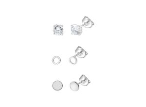 4006046416177 - Paar Ohrstecker CELESTA 925 Sterling Silber rhodiniert Zirkonia Ohrringe Gr ONE-SIZE Silber 925 (Sterlingsilber) weiß (weiß weiß) Damen