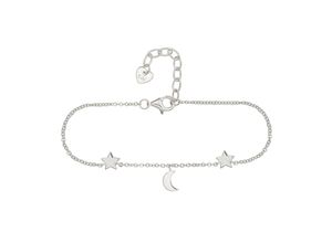 4006046418126 - cai Armband 925 Sterling Silber rhodiniert Sterne Mond 925 - Sterling Silber ohne Stein 16+3cm rhodiniert