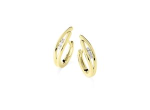 4006046419321 - Paar Creolen 585 Gold mit 6x Brillant zus 010ct Ohrringe Gr ONE-SIZE 010 ct SI = kleine Einschlüsse Gold gelb (gelb weiß) Damen