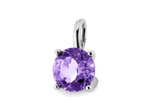 4006046419475 - Ketten-Anhänger 585 - Weißgold Amethyst Schmuckanhänger Gr ONE-SIZE Gold 06 g weiß (weiß lila) Damen Anhänger