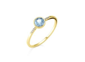 4006046419543 - Fingerring Gold 585 mit 6x Brillant 0025ct und Blautopas (beh) Fingerringe Gr 056 (178) 0025 ct SI = kleine Einschlüsse Gold gelb (gelb weiß) Damen