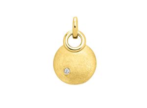 4006046419925 - Ketten-Anhänger Gold 585 mattiert mit Brillant 002ct Schmuckanhänger Gr ONE-SIZE 002 ct SI = kleine Einschlüsse Gold 14 g gelb Damen