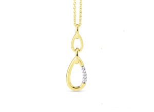 4006046421843 - Kette mit Anhänger Gold 585 5 natürlichen Brillanten zus 0025ct Halsketten Gr 42 + 3cm 0025 ct Gold Länge 45 cm Breite 80 mm gelb Damen