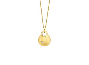 4006046421850 - Kette mit Anhänger Gold 585 natürlichem Brillant 002ct Halsketten Gr 42 + 3cm 002 ct Gold Länge 45 cm Breite 115 mm gelb Damen