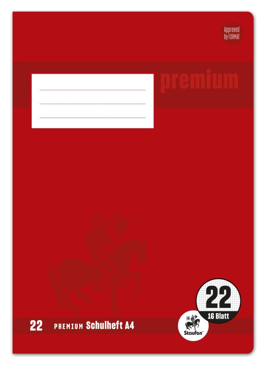 4006050103223 - Schulheft 734010322 Premium Lineatur 22 kariert A4 90g rot 16 Blatt 32 Seiten 4006050103223 Staufen 4006050103223 - Schulheft 734010322 Premium Lineatur 22 kariert A4 90g rot 16 Blatt 32 Seiten 4006050103223 Staufen