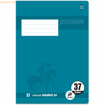 4006050103377 - Schulheft 734010337 Premium Lineatur 37   liniert mit Rand innen außen A4 90g blau 16 Blatt   32 Seiten 4006050103377 Stauf