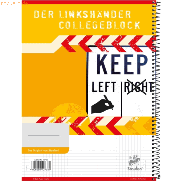 4006050427381 - Collegeblock 734042738 Linkshänder Muster Lineatur 22 liniert A4 70g orange 80 Blatt 4006050427381 Staufen 4006050427381 - Collegeblock 734042738 Linkshänder Muster Lineatur 22 liniert A4 70g orange 80 Blatt 4006050427381 Staufen