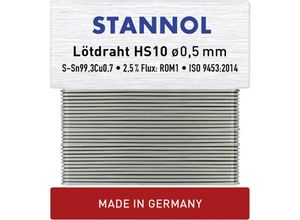 4006062085944 - HS10 Lötzinn bleifrei bleifrei Sn993Cu07 ROM1 10 g 05 mm - Stannol