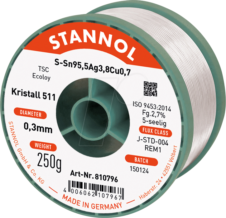 4006062107967 - STA 511 TSC 03 - Lötzinn bleifrei mit Silber- und KupferanteilØ 03 mm 250 g 4006062107967 - STA 511 TSC 03 - Lötzinn bleifrei mit Silber- und KupferanteilØ 03 mm 250 g