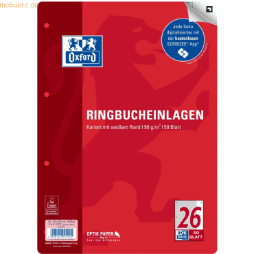 4006144021945 - Ringbucheinlagen 400131580 liniert mit Korrekturrand A4 90g 4-fach-Lochung 4006144021945 Oxford 4006144021945 - Ringbucheinlagen 400131580 liniert mit Korrekturrand A4 90g 4-fach-Lochung 4006144021945 Oxford