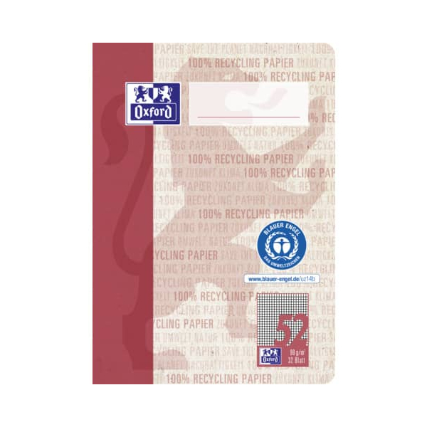 4006144042223 - Oktavheft 400159443 Recycling Lineatur 52 kariert A6 90g rot 32 Blatt 64 Seiten 4006144042223 Oxford 4006144042223 - Oktavheft 400159443 Recycling Lineatur 52 kariert A6 90g rot 32 Blatt 64 Seiten 4006144042223 Oxford
