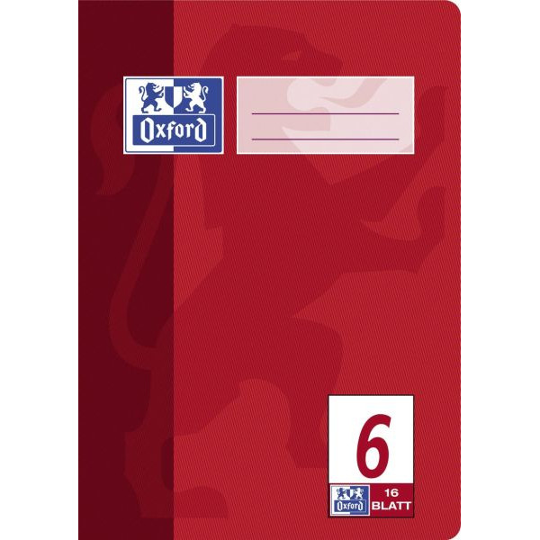 4006144920729 - Schulheft 100050369 Lineatur 6   blanko A5 90g rot 16 Blatt   32 Seiten 4006144920729 Oxford