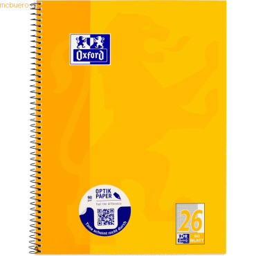 4006144921269 - Collegeblock 100050356 Schule Lineatur 26   kariert mit weißem Rand A4+ 90g gelb 80 Blatt 4006144921269 Oxford