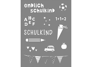 4006166118494 - Dekor-Schablone Schulkind grau