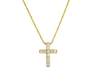 4006175476127 - MONCARA Damenkette mit Anhänger 375er Gelbgold 12 Diamanten ca 020 Karat gold