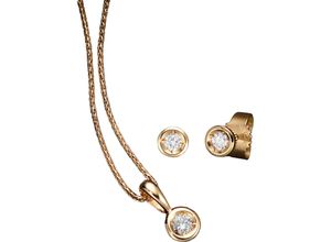 4006175499713 - MONCARA Damen Ketten-Set mit Anhänger und Ohrstecker 375er Gelbgold 3 Diamanten zus ca 020 Karat gold