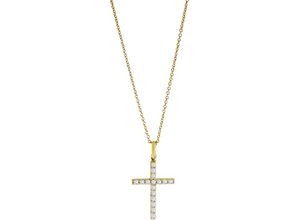 4006175640887 - MONCARA Damen Kette mit Anhänger Kreuz 375er Gelbgold 16 Diamanten zus ca 010 Karat gold