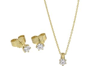 4006175654563 - VANDENBERG Damen Diamant-Schmuck-Set mit Halskette und Ohrstecker 585er Gold 3 Diamanten zus ca 030 Karat gold