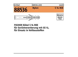 4006209521625 - Dübel r 88536 s 14 roe 135 Nylon 25 Stück Fischer