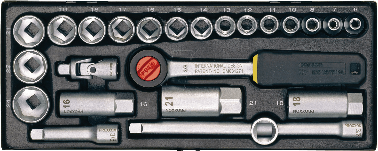 4006274231108 - PROXXON 23110 - Steckschlüsselsatz Außensechskant 3 8” 20 -teilig