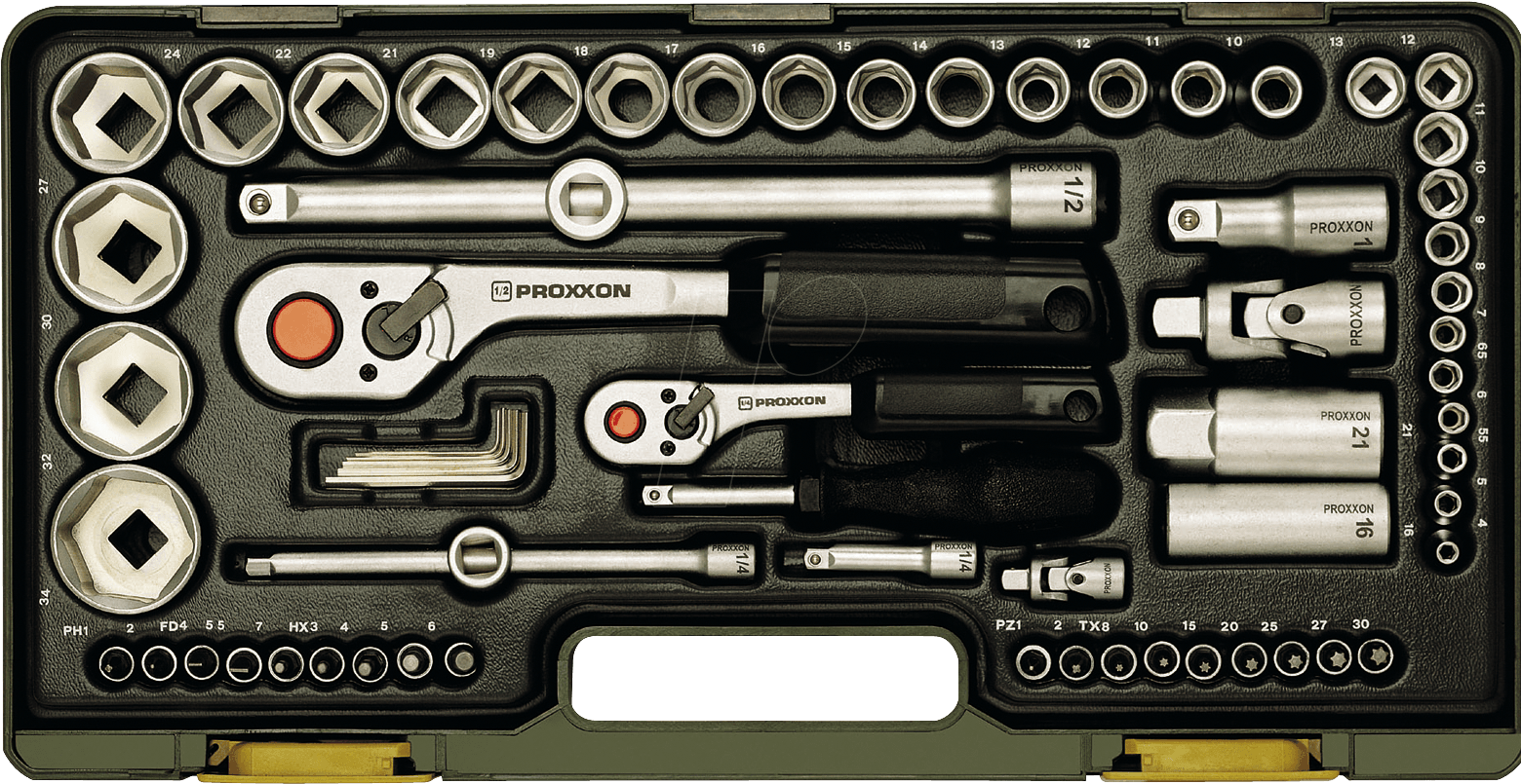 4006274232860 - PROXXON 23286 - Steckschlüsselsatz Multi 1 2” + 1 4” 65 -teilig