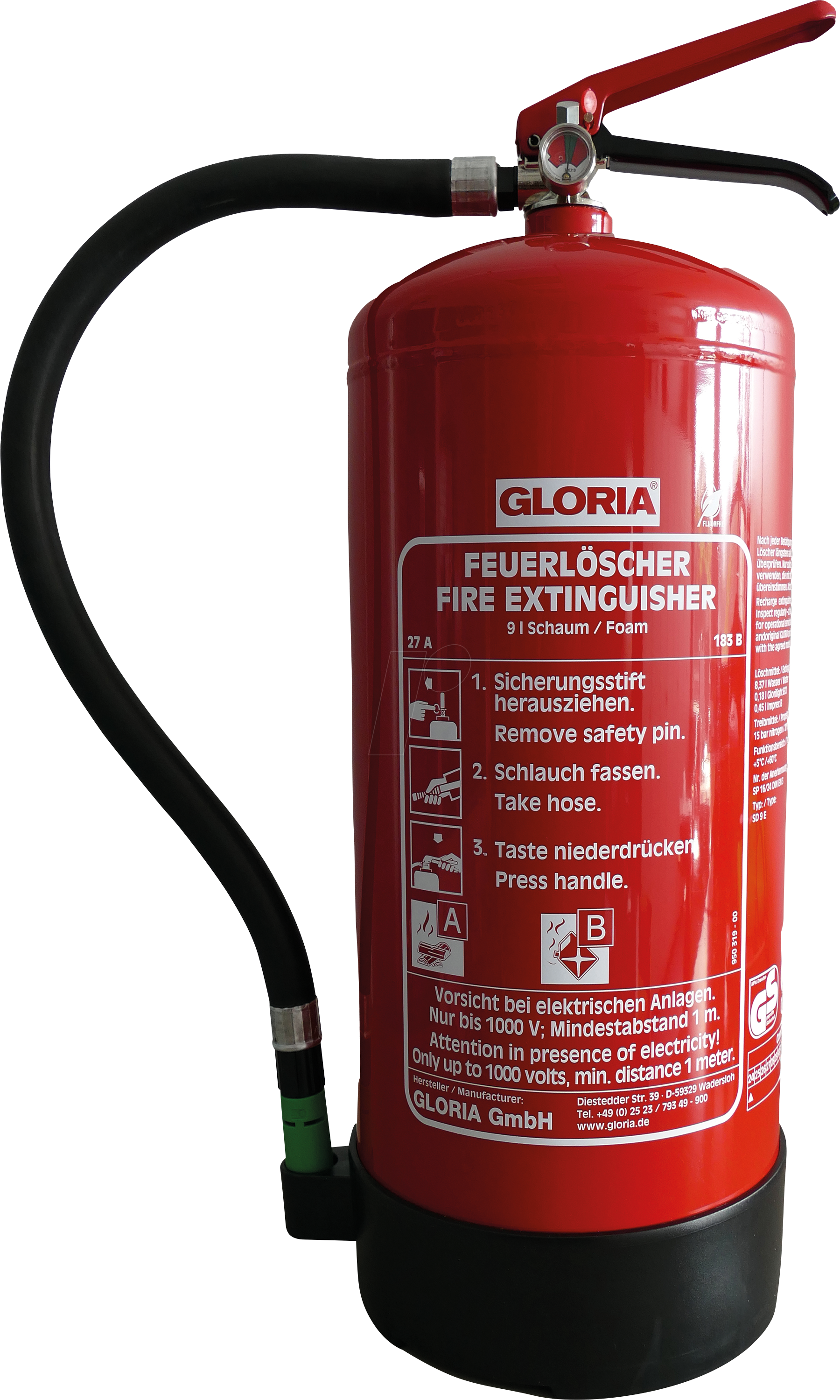 4006325935306 - GLORIA SD9E - Feuerlöscher Schaum 9 Liter