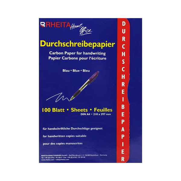 4006335873100 - Durchschreibepapier A4 100BL blau 4006335873100 RHEITA