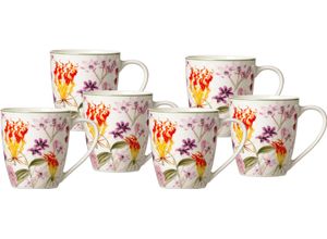 4006344319033 - Becher RITZENHOFF & BREKER Flora 6-teilig Trinkgefäße Gr Ø 9 cm x 10 cm 350 ml 6 tlg bunt BlütenBlätter-Dekor