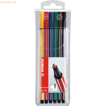 4006381111683 - STABILO Filzstifte Pen 68 Farbs(rotgrüngelb 10 mm Mehrfarbig