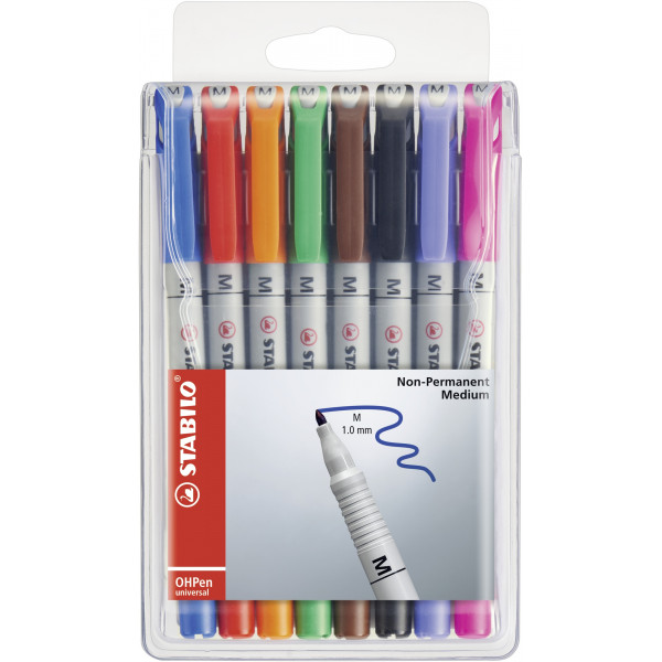 4006381114967 - Folienstift OHPen Universal 853 M farbig sortiert 10 mm 8er-Etui non-permanent 4006381114967 8 Stück