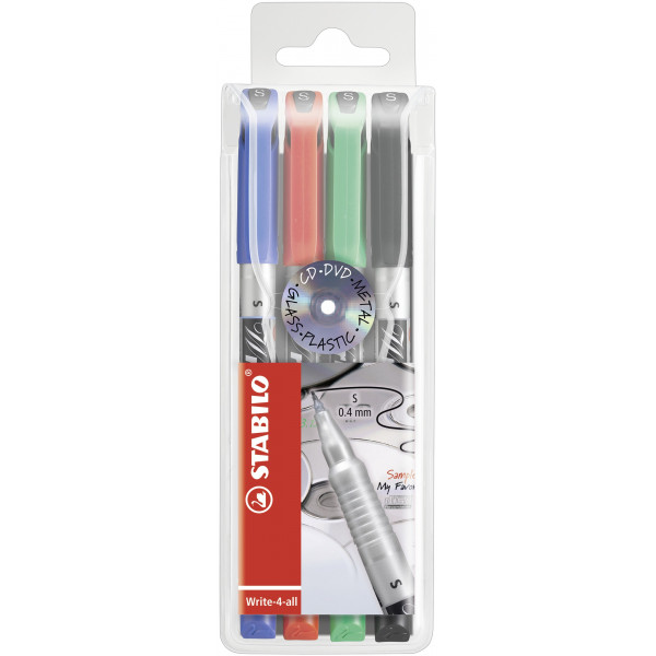 4006381137188 - STABILO STABILO Write-4-all 4er Etui Permanentmarker schwarz blau rot und grün 04 cm