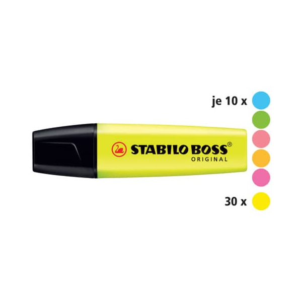 4006381181198 - Textmarker STABILO BOSS ORIGINAL Warenpaket 70 80-1 Display 6-farbig sortiert 2-5mm Keilspitze 4006381181198 Stabilo