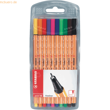 4006381217842 - STABILO point 88 Fineliner Standardfarben 04mm farbsortiert - 10 Stück