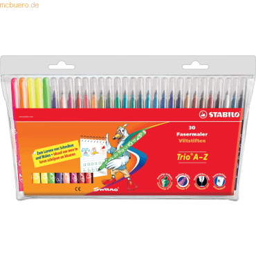 4006381355711 - STABILO Trio A-Z - Filzstift - mit ergonomischem Dreikantgriff - 30-Farben-Etui