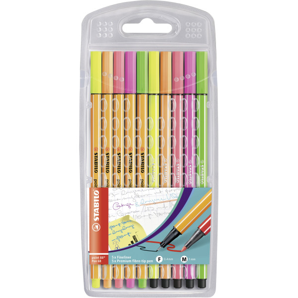 4006381458887 - STABILO Fineliner & Filzstifte STABILO point 88 + Pen 68 - 10er Pack - Neonfarben