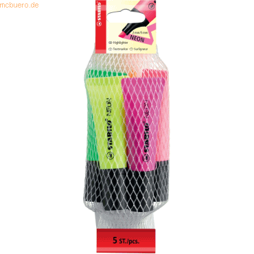 4006381463133 - Textmarker STABILO Neon 72 5-2 Etui 5-farbig sortiert 2-5mm Keilspitze 4006381463133 5 Stück