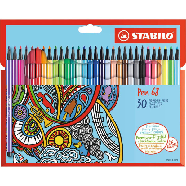 4006381483896 - STABILO Premium-Filzstifte -STABILO Pen 68 -30er Pack - 30 verschiedene Farben