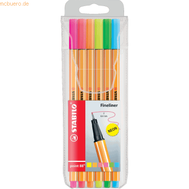 4006381493451 - Etui für Bleistifte mit feiner Spitze 04mm Spitze 88 mit 6 Stück neon stabilo