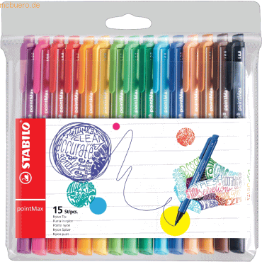 4006381503686 - STABILO Filzschreiber STABILO pointMax - 15er Pack - 15 verschiedene Farben