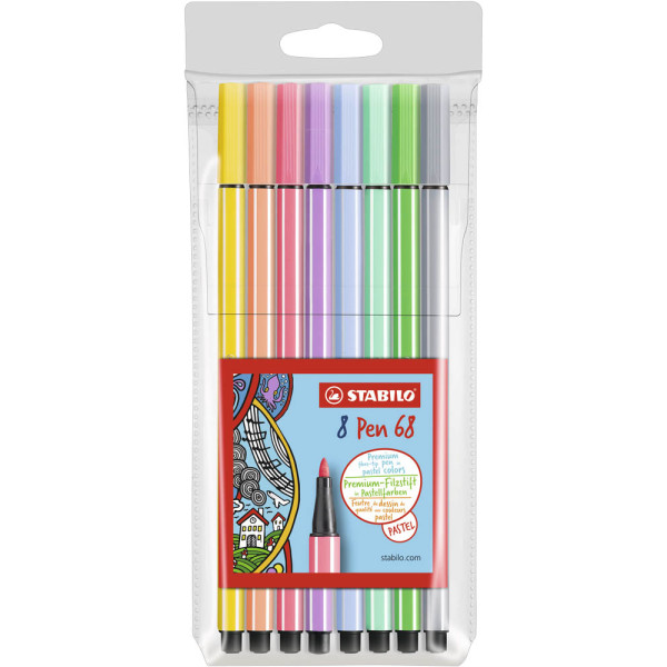 4006381507882 - Premium-Filzstift STABILO® Pen 68 Etui Pastell mit 8 Stiften 4006381507882 8 Stück