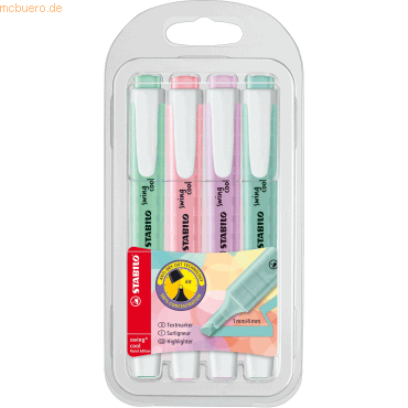 4006381527422 - Textmarker-Set swing cool 275 4-08 Etui pastell 4-farbig sortiert 1-4mm Keilspitze 4006381527422 4 Stück