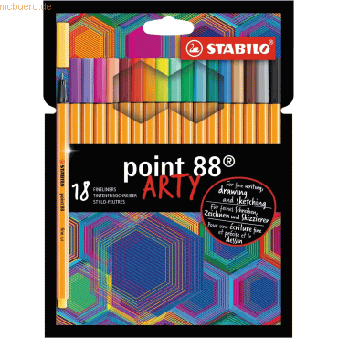 4006381557450 - Fineliner - point 88 - ARTY - 18er Pack - mit 18 verschiedenen Farben 4006381557450 STABILO 18 Stück