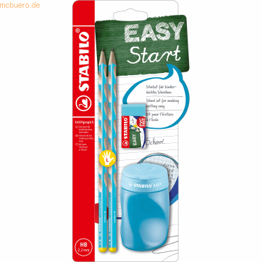 4006381566759 - Schul-Set für Linkshänder - STABILO EASYgraph S in blau - inklusive Spitzer + Radierer