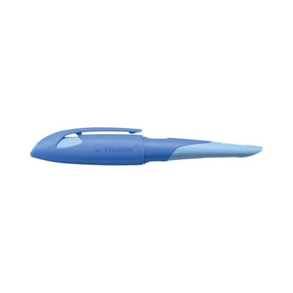 4006381570039 - Ergonomischer Schulfüller für Rechtshänder mit Anfänger-Feder A - STABILO EASYbirdy Pastel Edition in blau hellblau - Einzelstift - inklusive Patrone