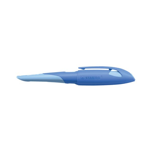 4006381570091 - Ergonomischer Schulfüller für Linkshänder mit Anfänger-Feder A - STABILO EASYbirdy Pastel Edition in blau hellblau - Einzelstift - inklusive Patrone -