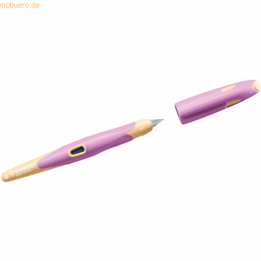 4006381572637 - Ergonomischer Schulfüller für Linkshänder mit Anfänger-Feder A - STABILO EASYbirdy Pastel Edition in soft pink apricot - Einzelstift - inklusive Patro