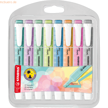 4006381573139 - Textmarker STABILO swing cool Pastel Etui 275 8-08-2 Set 8-farbig sortiert 1+4mm Keilspitze 4006381573139 8 Stück